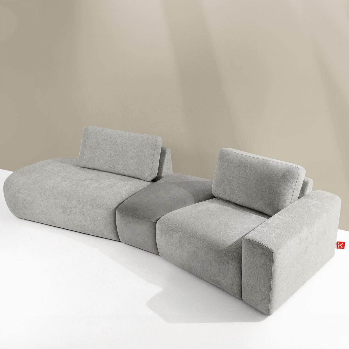 4-SITZER ECKSOFA ZUCCO Chenille links, Hellgrau - Hellgrau, Textil (350/84/105cm) - KONSIMO®