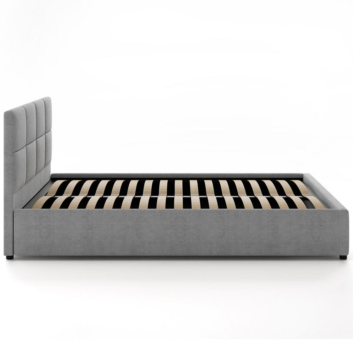 POLSTERBETT 140×200 mit Bettkasten und Lattenrost Mika 028-28 Grau Geflochten - Grau, Holz/Textil (140/200cm) - Jana