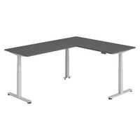ECKSCHREIBTISCH elektrisch höhenverstellbar L-Form 240/180/74 cm in Graphitfarben/Silberfarben - Silberfarben/Graphitfarben, Holzwerkstoff (240/180/74cm) - bümö