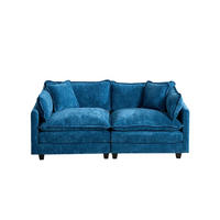 SOFA modular Chenille Blue 2-Sitzer - Blau, Holz (75/84/195cm) - Meubliv