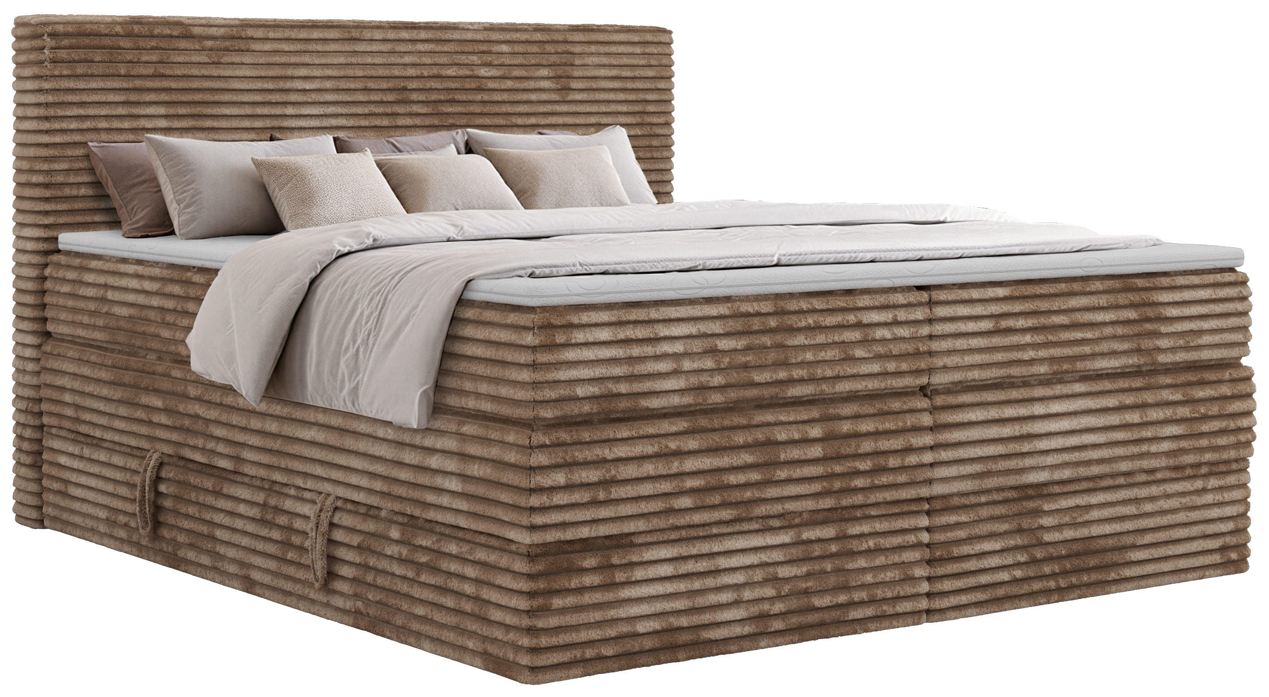 MKS POSTEL BOXSPRING TILION KING 180/200 - Hnědá Manšestr - H4 - Topper T25