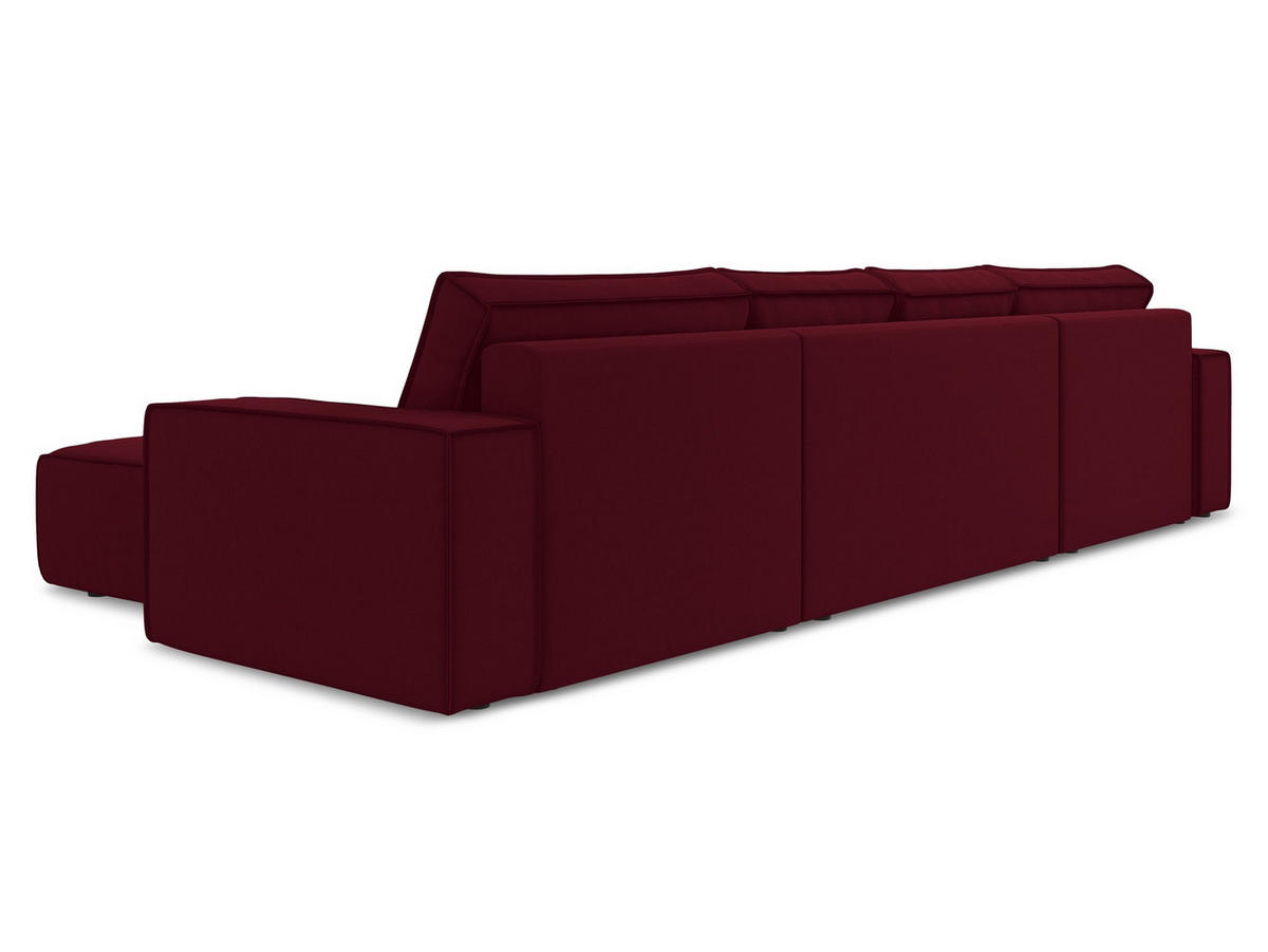 WOHNLANDSCHAFT Samt Stoff Rot - Bordeaux/Rot, Kunststoff/Textil (398/82/185cm) - Makamii