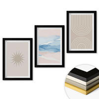 WANDBILDER 3er-Set - 20x30 cm Schwarzer Rahmen - Sonnenwellen abstrakte Linien Pastell - Schwarz, Kunststoff (20/30cm) - ArtPrintCave
