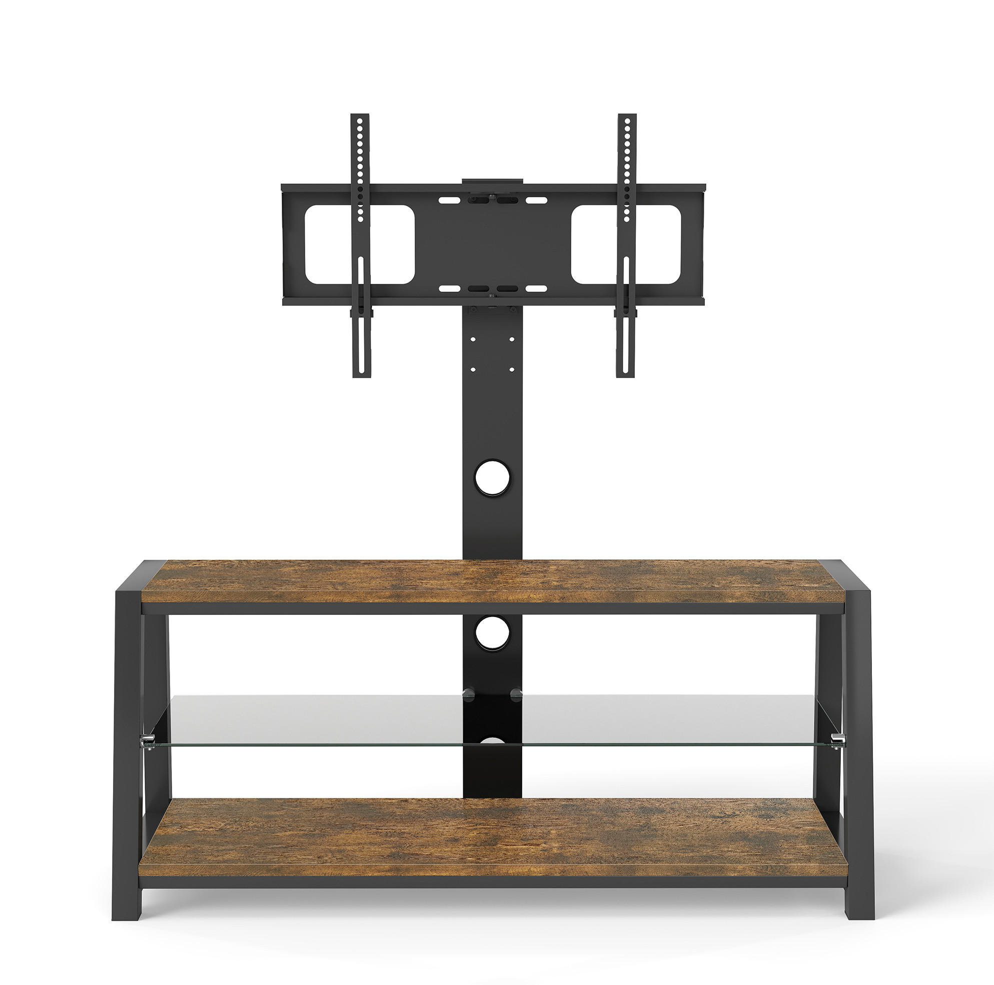 TV-LOWBOARD 116/42/125 cm mit Kabeldurchlass und höhenverstellbarem TV-Ständer - Braun, Holzwerkstoff (116/125/42cm) - BEAOK