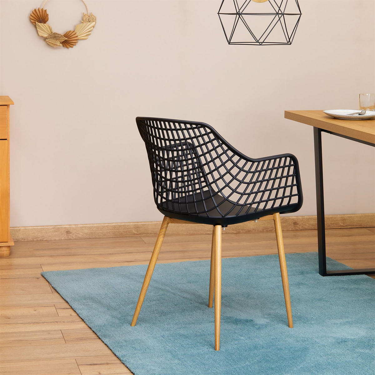 ESSZIMMERSTÜHLE LUCIA 4ER-SET - Schwarz/Sonoma Eiche, Textil (58/85/55cm) - IDIMEX