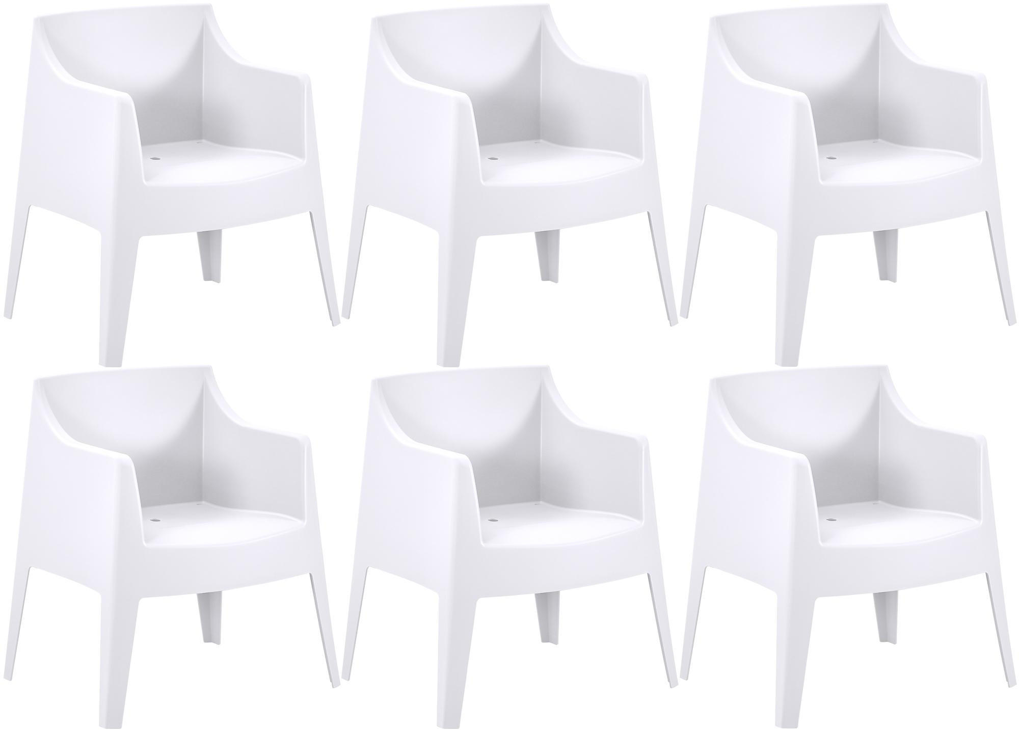 GARTENSTUHL Henri 6er Set 73x57x78cm Kunststoff Weiß Stapelstuhl - Weiß, Kunststoff (73/78/57cm) - DELUKE