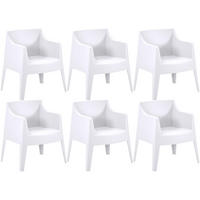GARTENSTUHL Henri 6er Set 73x57x78cm Kunststoff Weiß Stapelstuhl - Weiß, Kunststoff (73/78/57cm) - DELUKE