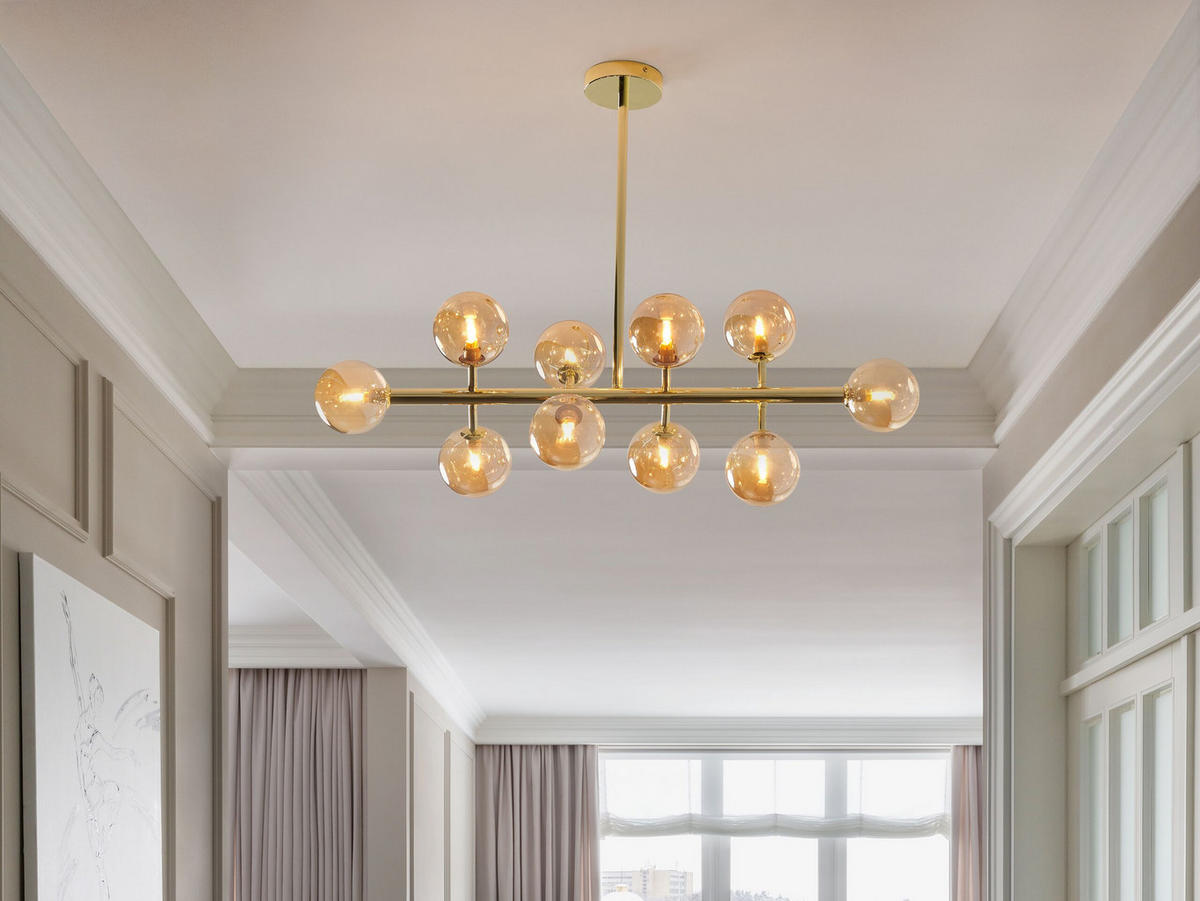 HÄNGELAMPE Ramis 34/90/68 cm - Goldfarben, Metall (34/34/68cm) - Beliani