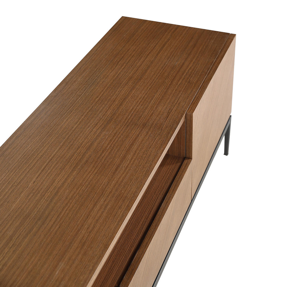 TV-LOWBOARD mit Schubladen - Walnussfarben, Holzwerkstoff/Metall (180/55/40cm) - home24