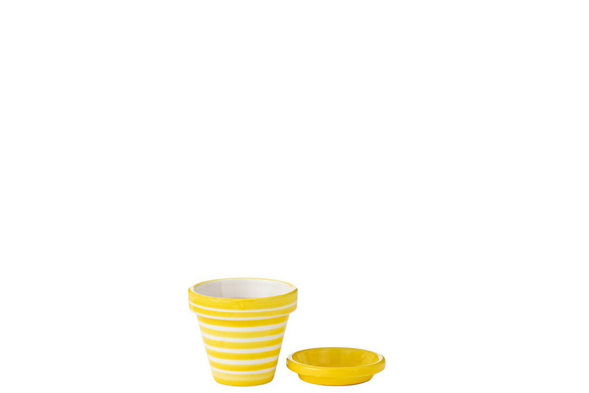 BLUMENTOPF GRANADA STRIPES - Töpferei - Gelb - XS - Ø 17 cm - Multicolor, Keramik (17/15cm) - J-Line
