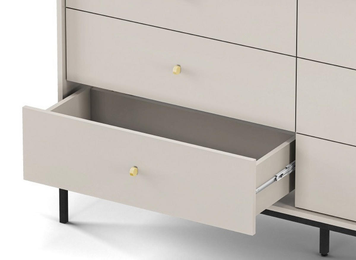 SIDEBOARD Beige MONAKO MKS154 Mit Schubladen Schwarzer Rahmen - Beige, Holzwerkstoff (154/91/39cm) - Sepro Meble