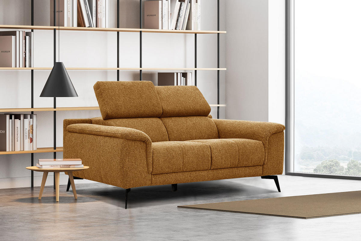 SOFA FIERO 2-Sitzer, orange - Schwarz/Orange, Holzwerkstoff/Textil (170/82/103cm) - Courtois Laville