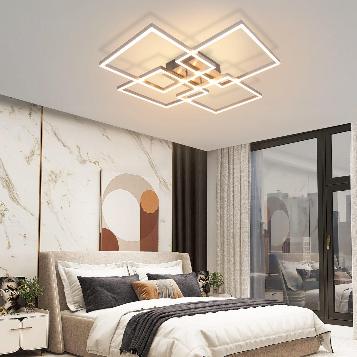 LED-DECKENLEUCHTE Marable 72.4/72.4/7.3 cm - Silberfarben, Metall (72.4/72.4/7.3cm) - Nettlife