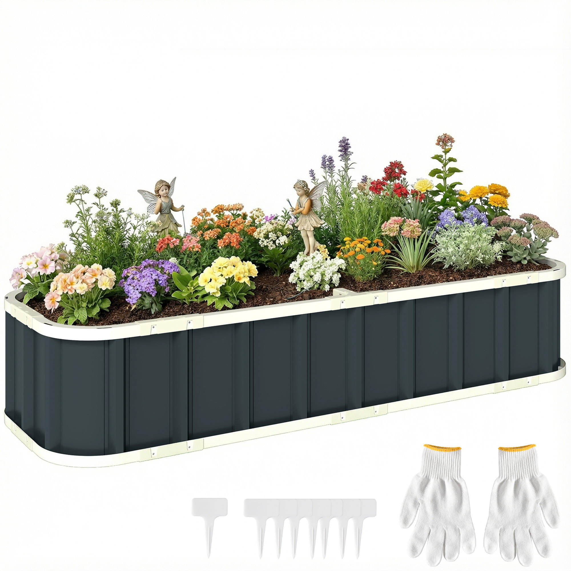 HOCHBEET DE-12324 165/52/31 cm mit offenem Boden Dunkelgrau - Dunkelgrau, Metall (165/31/52cm) - ComfortXL
