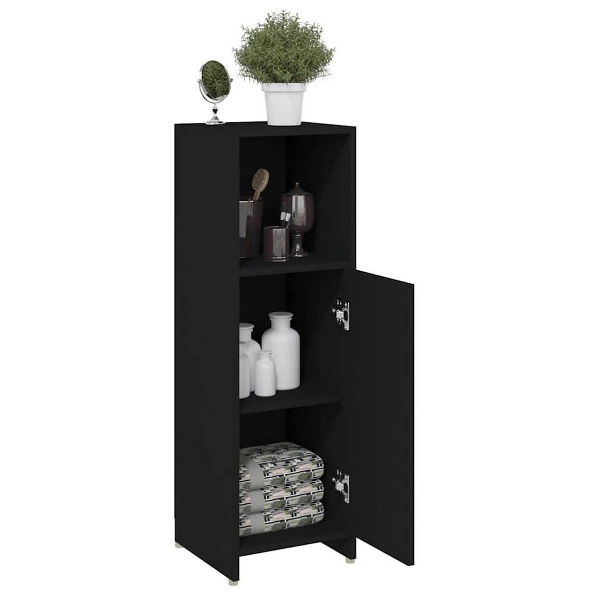 BADEZIMMERSCHRANK Schwarz 30/30/95 Cm Holzwerkstoff - Schwarz, Holzwerkstoff (30/95/30cm) - vidaXL