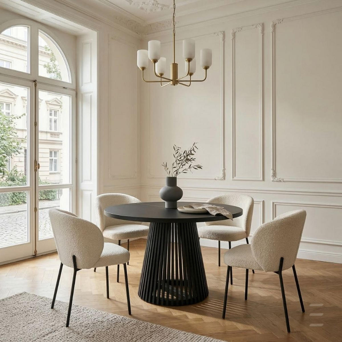 ESSTISCH runder ausziehbarer Tisch für Esszimmer DOVER 100 / 150 cm, Farbe: Schwarz - Schwarz, Holz (150/100/77cm) - Dekori_Interiors