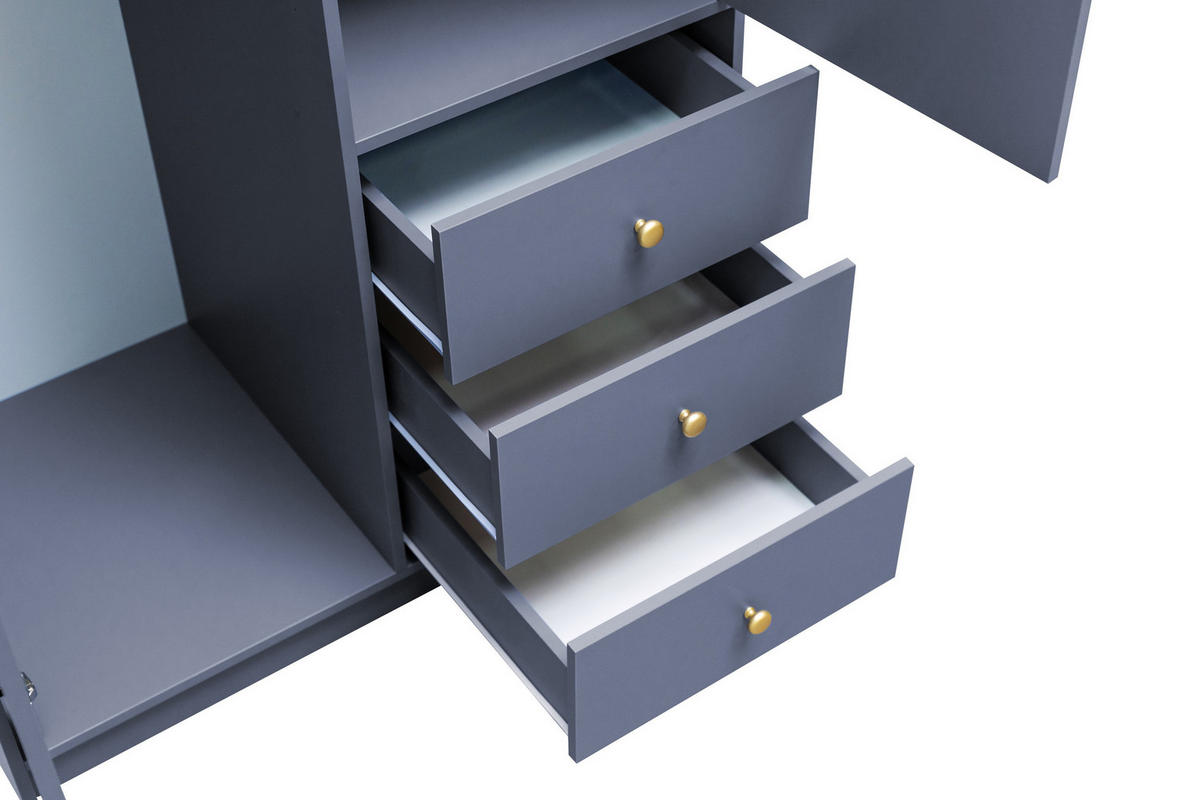 DREHTÜRENSCHRANK GALIO 100/200/57,5 cm 2-türig mit Spiegel Blau - Blau, Holzwerkstoff (100/200/57.5cm) - MASSENO