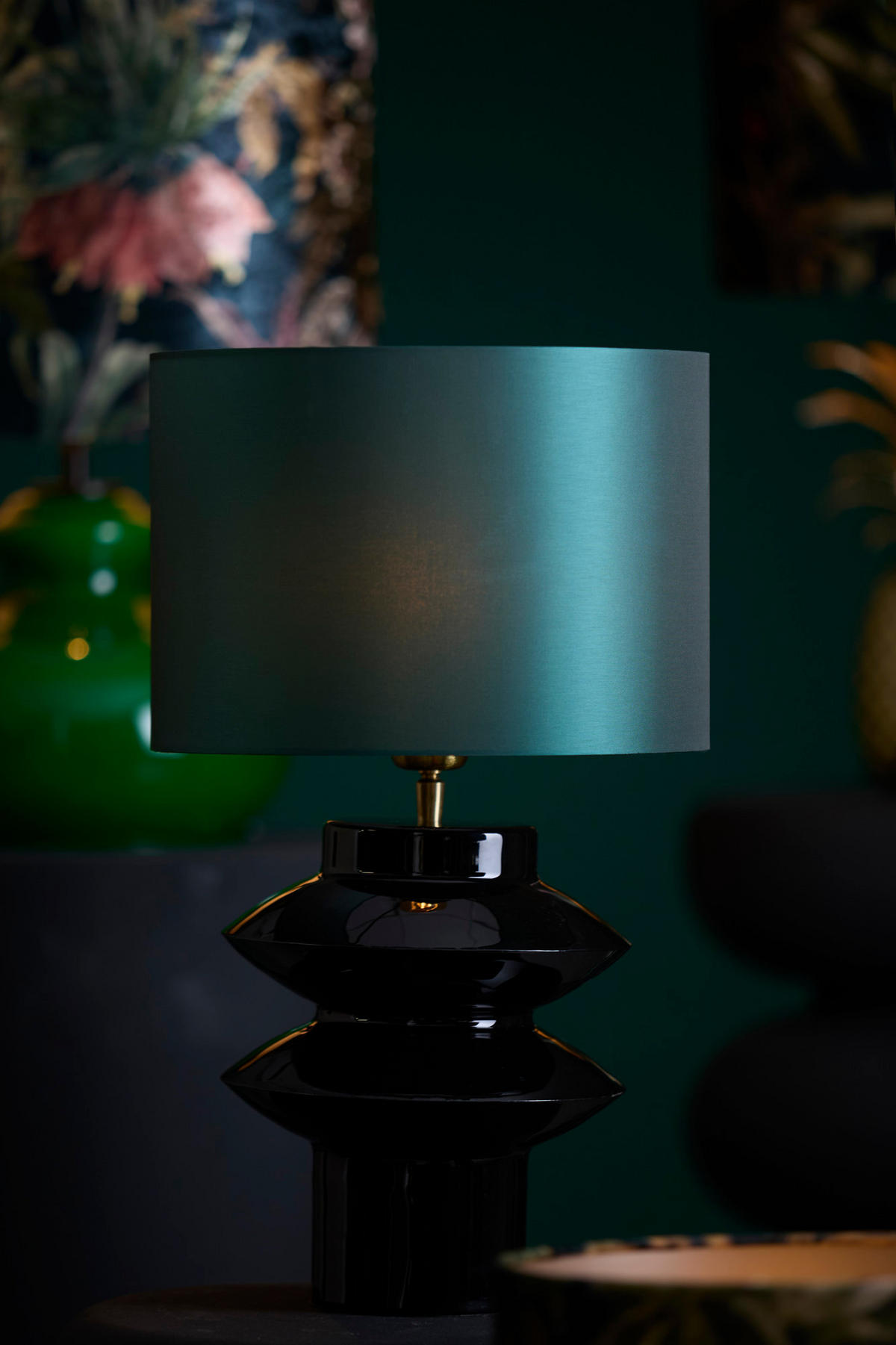 LAMPENSCHIRM Imani Grün Ø25/18 cm - Grün, Textil (25/25/18cm) - Light & Living