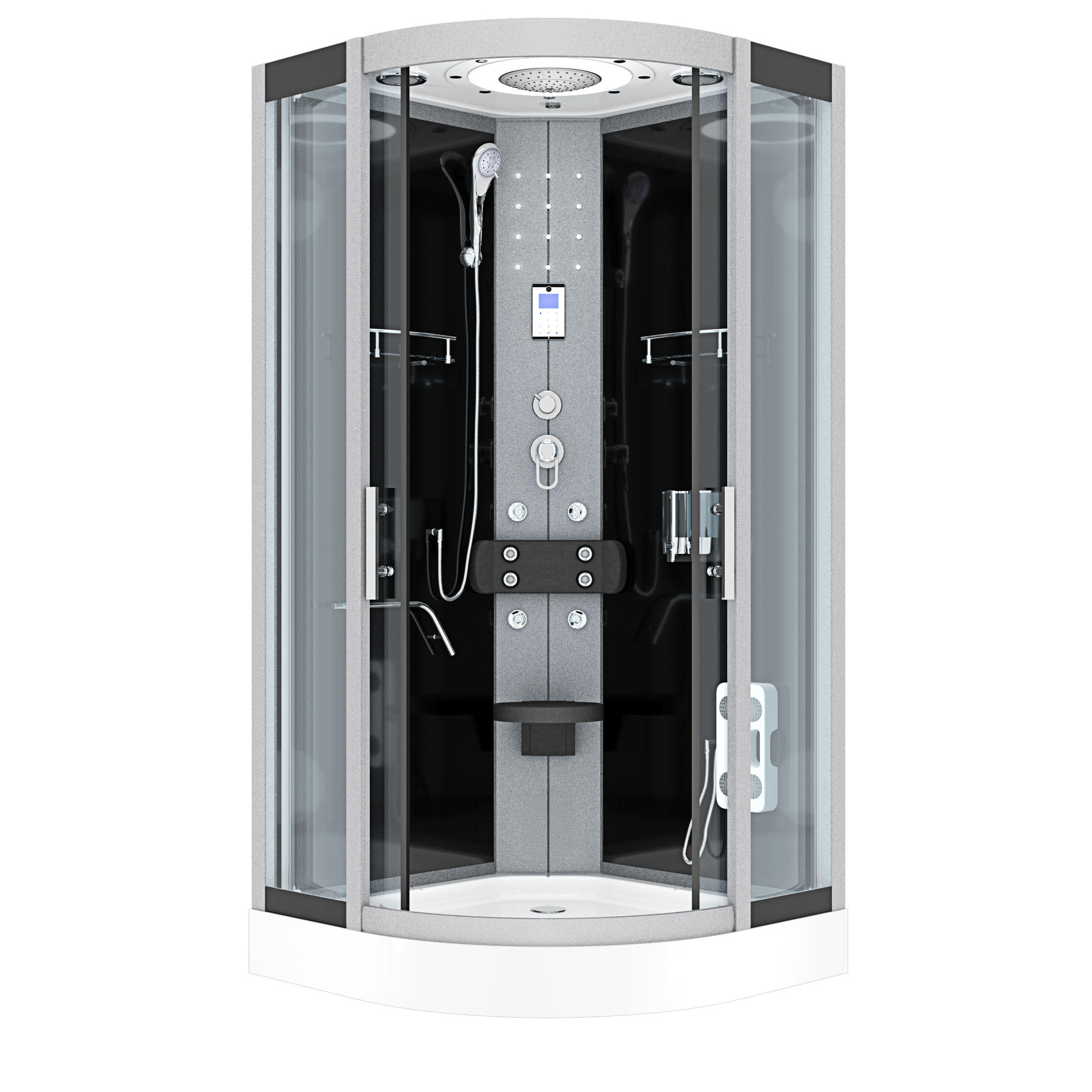 FERTIGDUSCHE Dusche D58-03T0 Schwarz 80x80 - Schwarz, Glas/Kunststoff (80/80/215cm) - AcquaVapore by Sandra Jentho