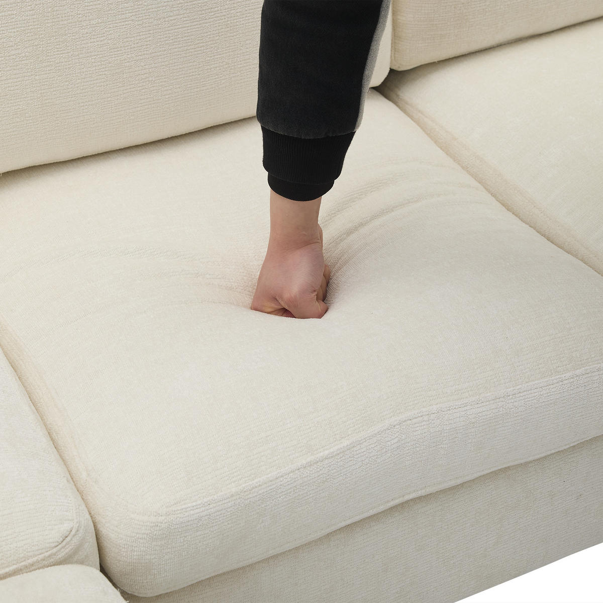 ECKSOFA aus Stoff 194x118x81 cm in Beige mit Schlaffunktion - Beige, Textil (118/81/194cm) - Modfu