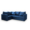 ECKSOFA LIRENO L-S Blau Plüsch-Stoff mit Schlaffunktion - Blau, Holz (220/153cm) - MASSENO
