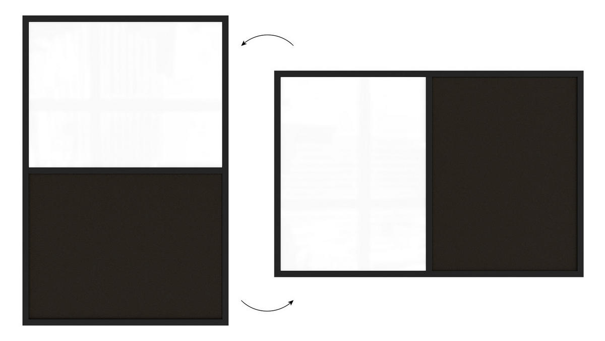 KOMBITAFEL 2 in 1 Whiteboard und Kork 90x60 mit schwarz lackietem Holzrahmen - Schwarz/Weiß, Holz (90/60/1.5cm) - ALLboards