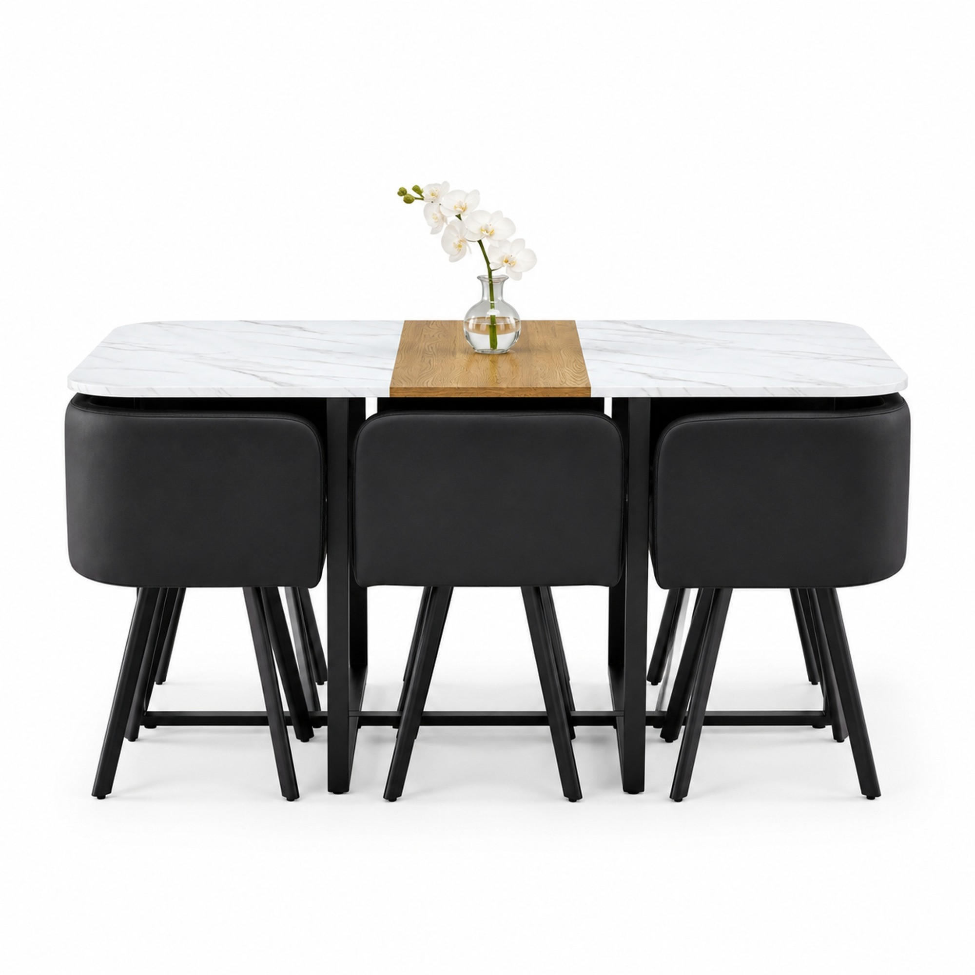 Meubliv Esstisch-Set Schwarz 100x79x150 cm
