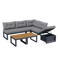 LOUNGEGARNITUR, Gartenlounge-Set, L-/U-Form Gartenmöbel Set, Grau - Grau, Metall - LVHOM