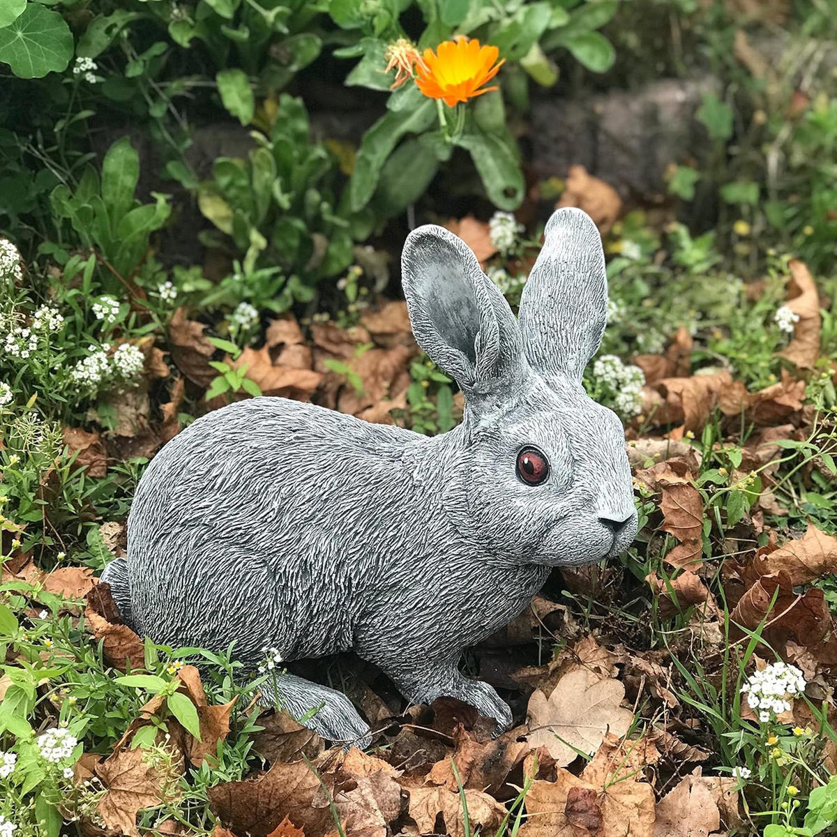 STEINFIGUR grosser Feldhase Hase, Frostfest - Grau, Stein (20/28/30cm) - stoneandstyle