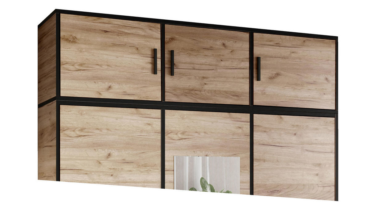 ŠATNÍ SKŘÍŇ ROJ s nástavbou 3D Dub Craft - medově dubová, kompozitní dřevo (157/247/39cm) - Kier Furniture