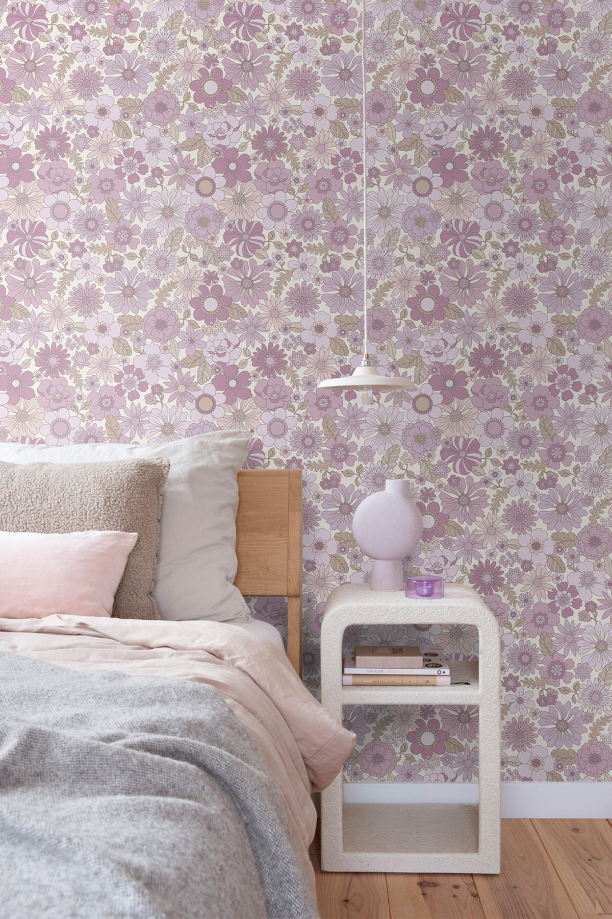 TAPETE Retro Blumen 50 x 900 cm - Lila, Papier (50/900cm) - ESTAhome