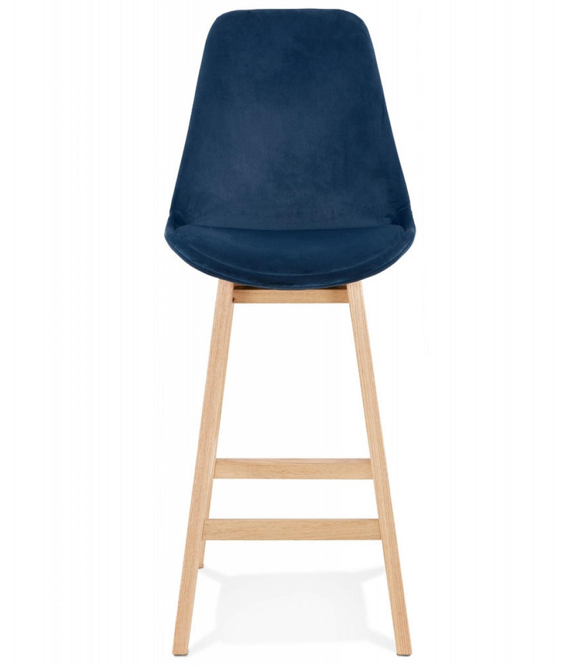 BARHOCKER mittelhoch mit Samt Sitz MORISS, Blau-Beige 48x56x103 cm - Blau/Eichefarben, Eichenholz/Holz (48/103/56cm) - KADIMA DESIGN