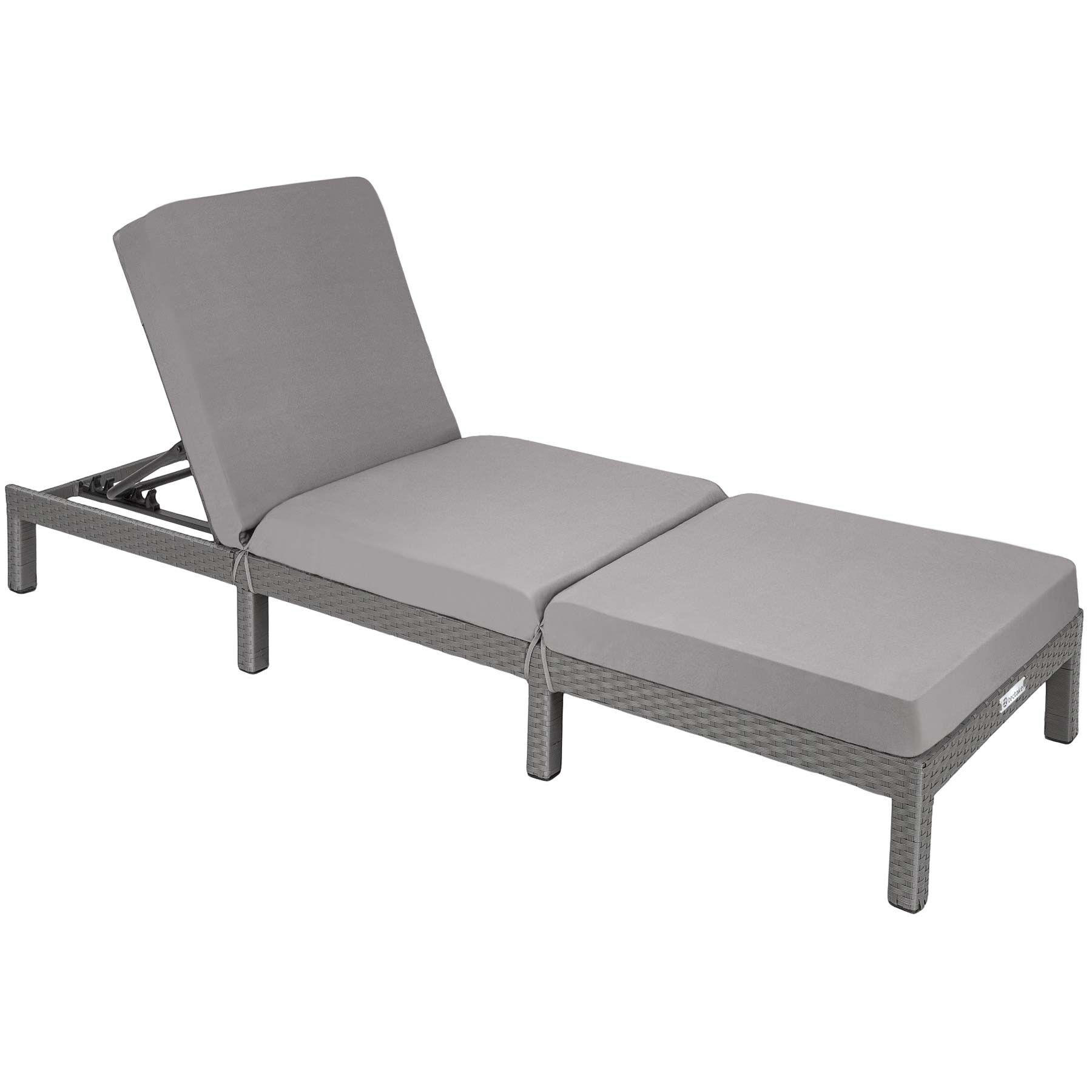 RATTAN-SONNENLIEGE Sofia,196 x 66 x 27 cm,grau - Grau, Kunststoff (66/27/196cm) - tectake