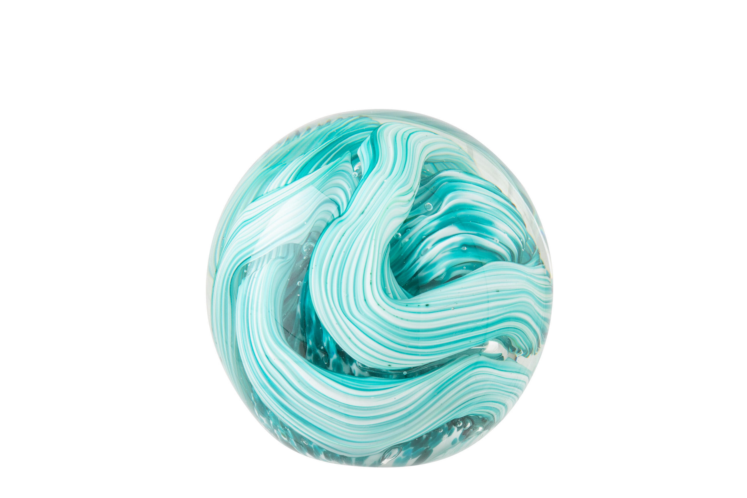 BRIEFBESCHWERER BALL - Blau, Glas (10/10/10cm) - J-Line