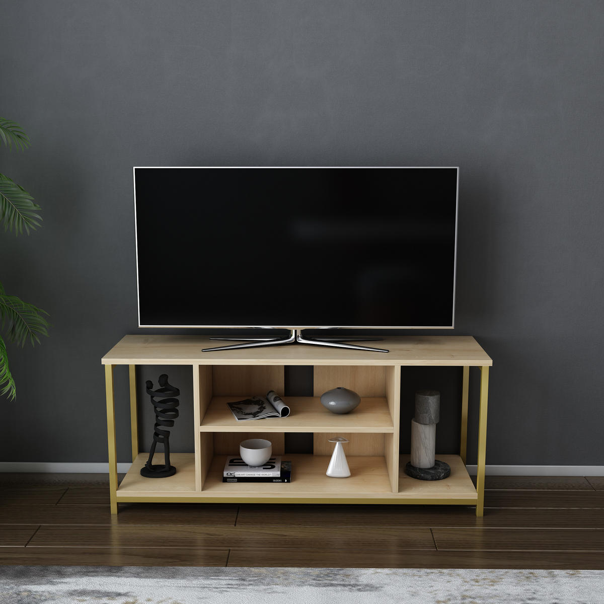 TV-ELEMENT Rinaldo Gold Eiche - Eichefarben/Goldfarben, Holzwerkstoff (120/51/35cm) - Decorotika