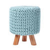 STRICK-HOCKER pastellblau, Dreibein 32/32/42 cm - Hellblau, Textil (32/42/32cm) - Homescapes