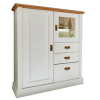 HOCHANRICHTE Novara - Weiß/Braun, Holz (111/133/45cm) - Casamia Massive Möbel