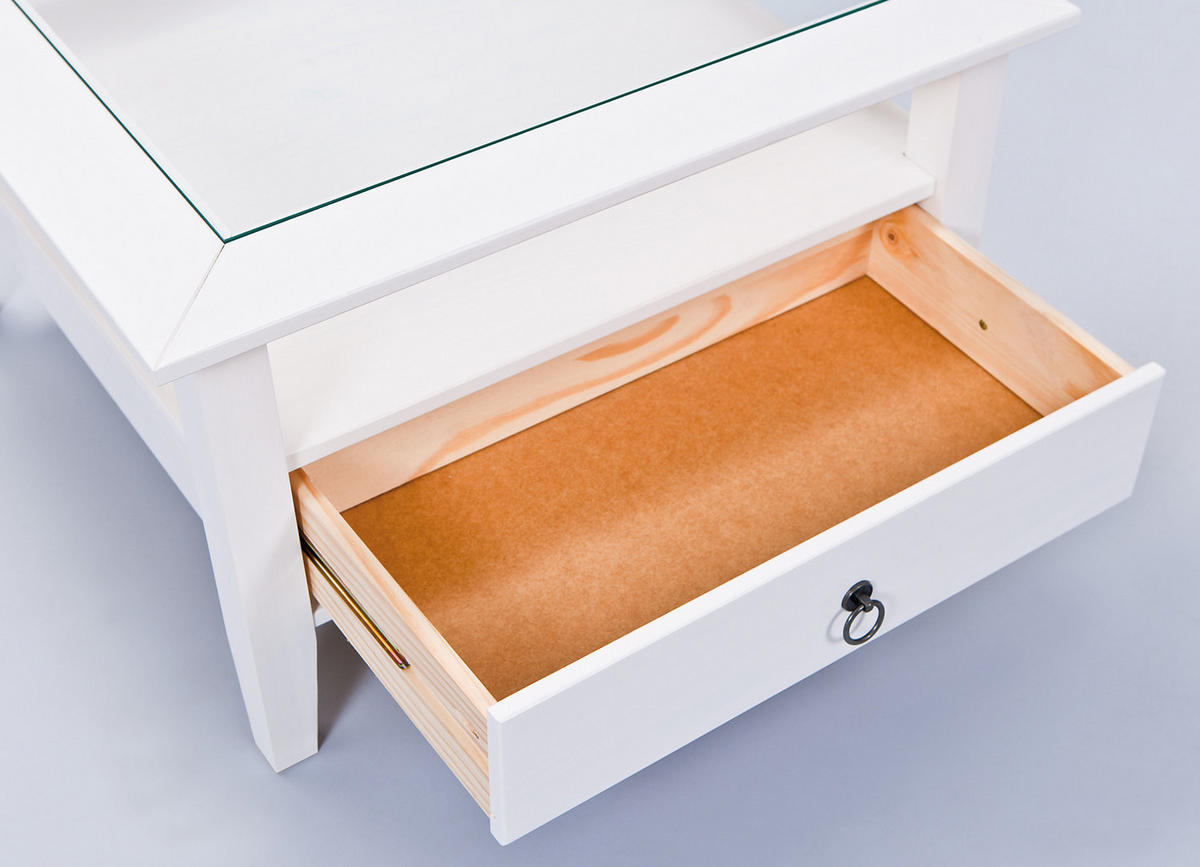 COUCHTISCH 1 Schublade, 1 Ablage, weiss - Weiß, Holzwerkstoff (75/75/45cm) - ebuy24