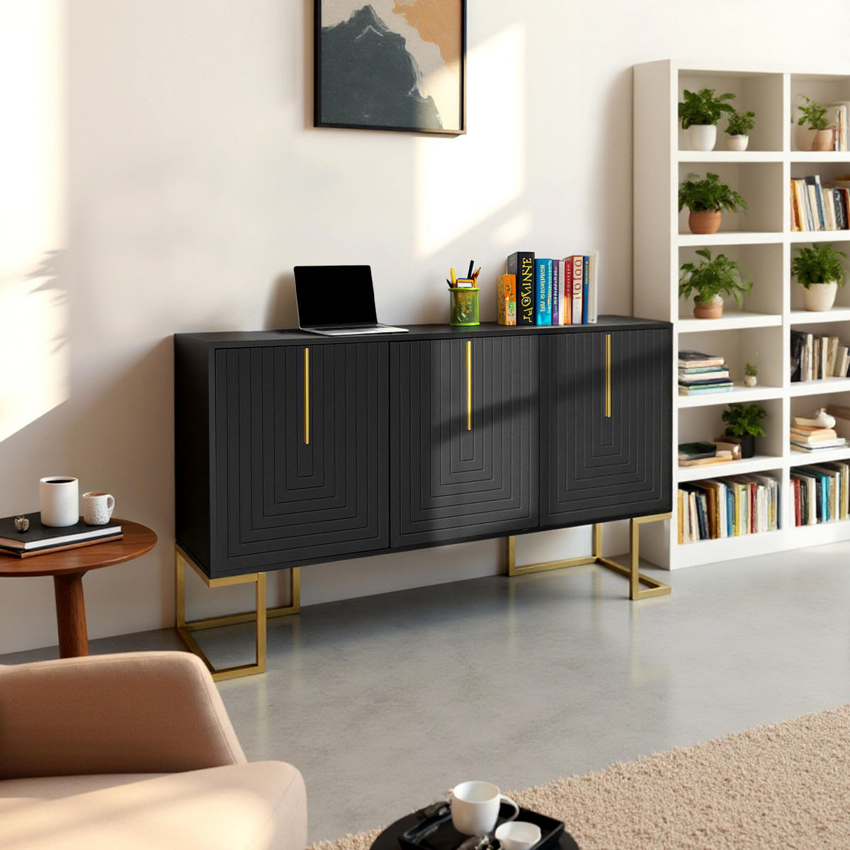 SIDEBOARD Schwarz 138/40/80.5 cm - Schwarz, Holzwerkstoff (40/80.5/138cm) - Urban Meuble