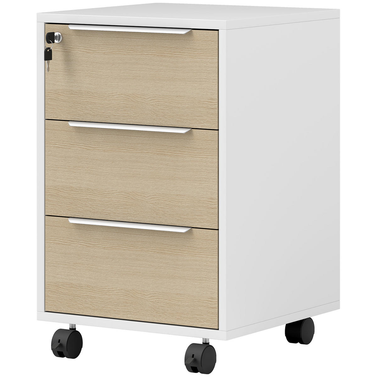 ROLLCONTAINER DE-14471 3 Schubladen abschließbar Eiche - Eichefarben, Holzwerkstoff (40/63.5/40cm) - ComfortXL