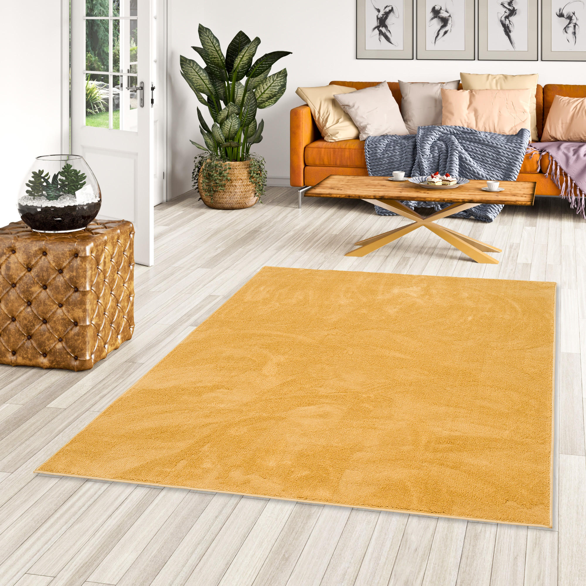 LUXUS SUPER SOFT HOCHFLOR LANGFLOR TEPPICH DELUXE - Currygelb, Textil (160/200cm) - Snapstyle