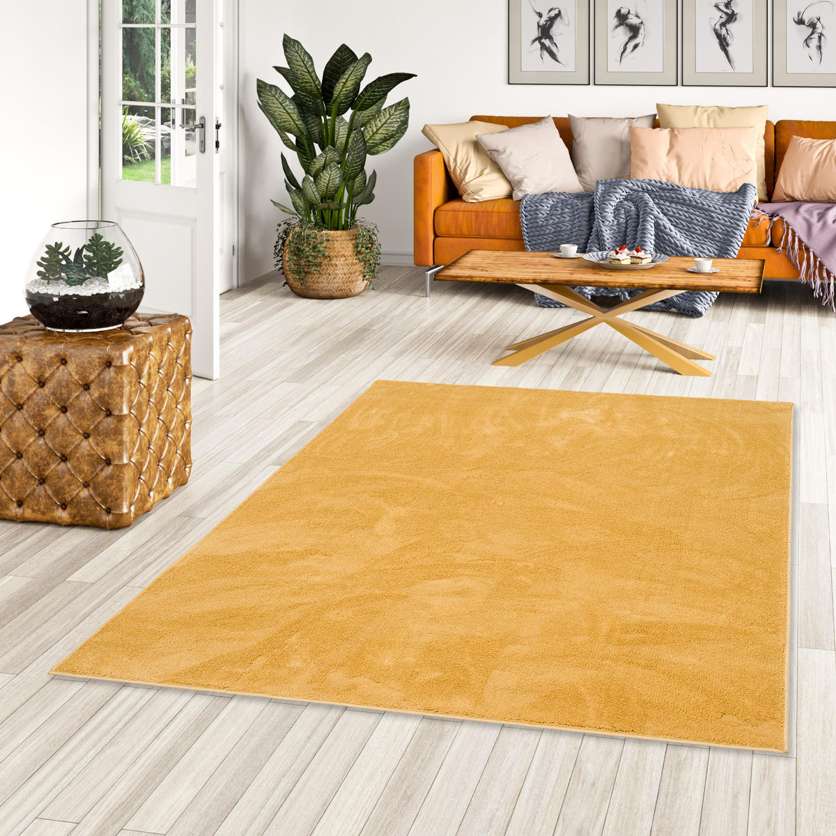 LUXUS SUPER SOFT HOCHFLOR LANGFLOR TEPPICH DELUXE - Currygelb, Textil (160/200cm) - Snapstyle