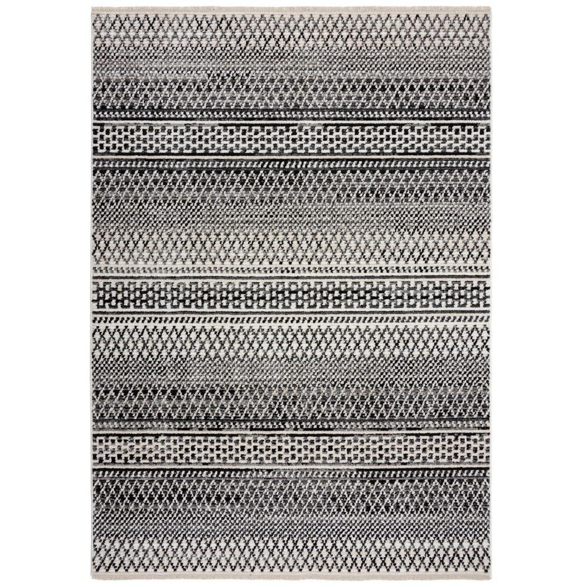 TEPPICH Streifen-Design, strapazierfähig PERRAN, Schwarz-Weiß 80x140 cm - Schwarz, Textil (80/140cm) - KADIMA DESIGN