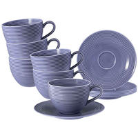 MILCHKAFFEETASSEN MIT UNTERTASSEN Beat Color Glaze Fliederblau 350 ml 6er Set - Flieder, Keramik (16.7/9.3/16.7cm) - Seltmann Weiden