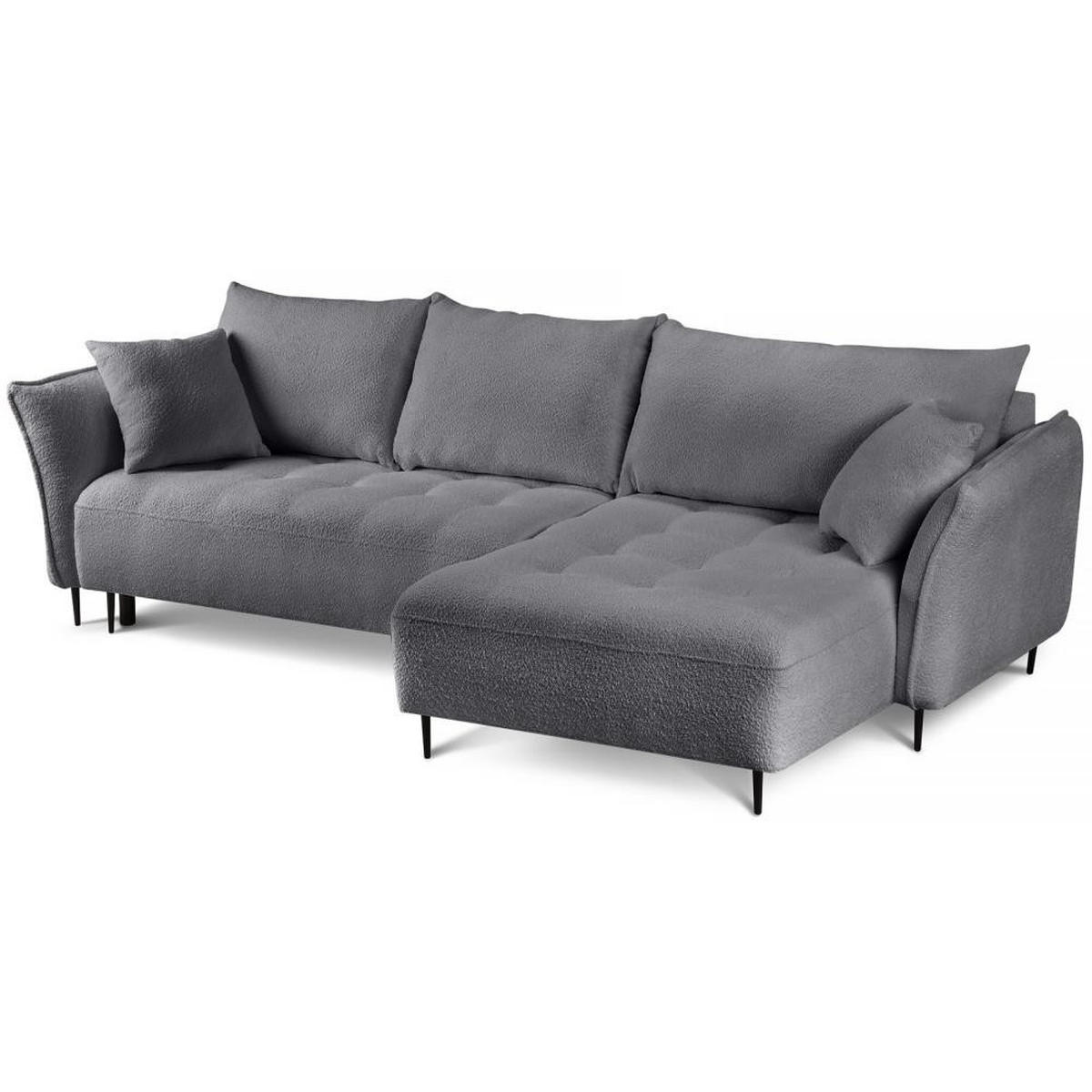 ECKSCHLAFSOFA Bari rechts dunkelgrau - Dunkelgrau/Schwarz, Textil (276/158cm) - Beautysofa