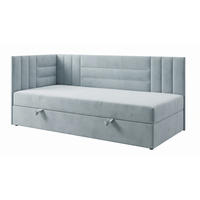 BOXBETT KAYA 100/200 in Velours Hellgrau H4 links - Hellgrau, Holz/Holzwerkstoff (100/200cm) - Deine Möbel 24