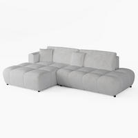 ECKSOFA BARI Links weiß Chenille-Stoff L-Form Couch mit Schlaffunktion & Bettkasten - Schwarz/Weiß, Holz (170/280cm) - Barchello