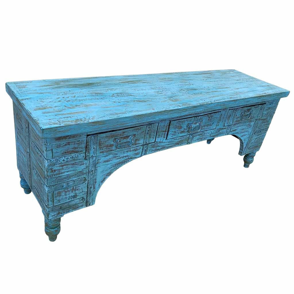 TV-LOWBOARD aus Holz, 175x45x57cm - Blau, Holz (175/57/45cm) - Wanderlust