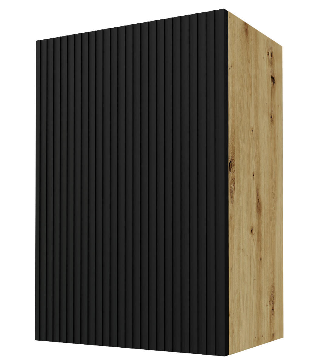 Feldmann-Wohnen Küchenhängeschrank Schwarz, Eiche 50x72x32.5 cm