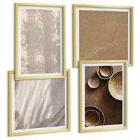 BILDER SET 4er Set - 50x50 cm & 40x60 cm Goldrahmen - Strukturen, Texturen, Minimalismus - Goldfarben, Kunststoff (50/50cm) - TULUP